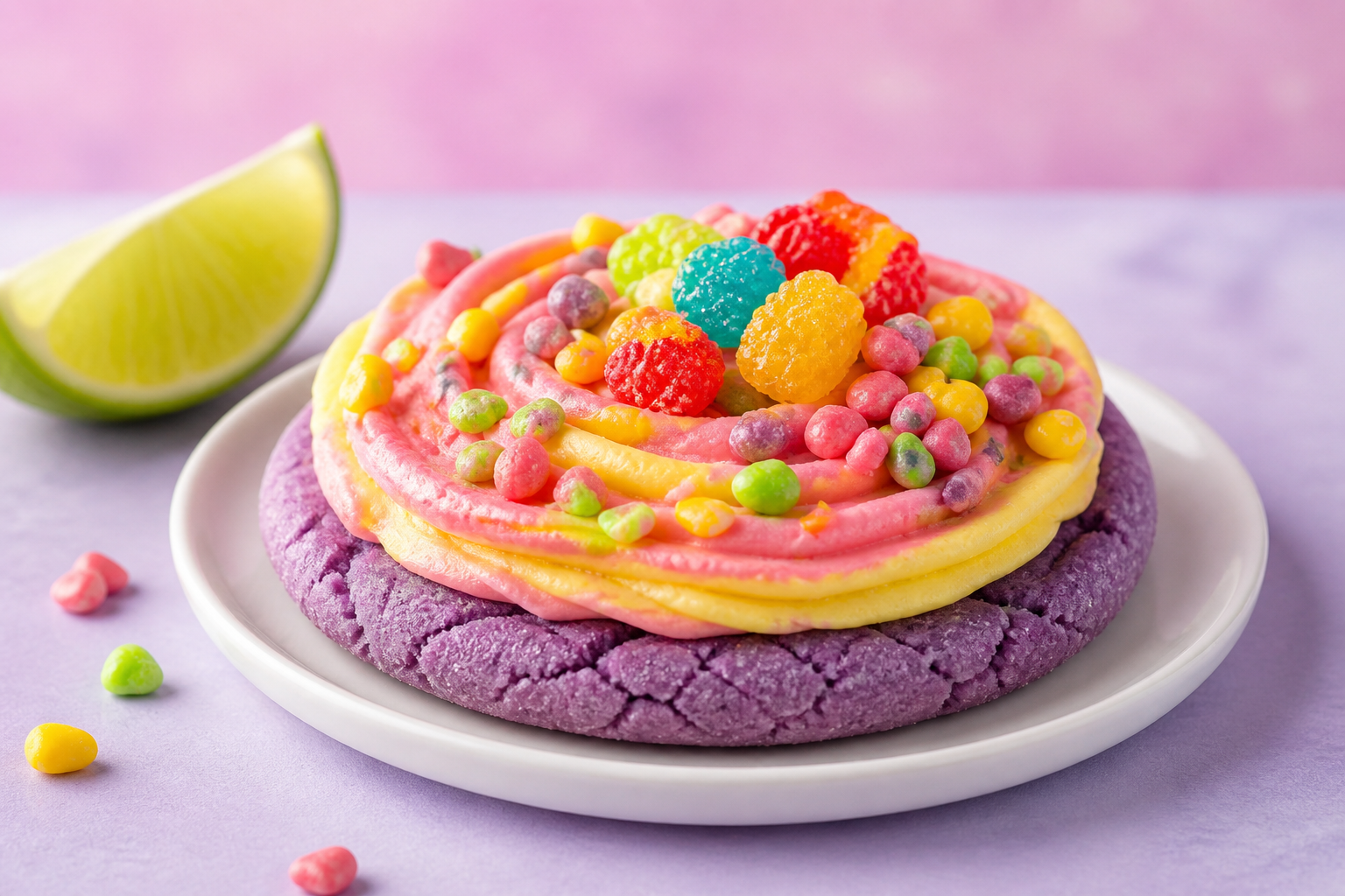 Berry Limeade Cookie ft. NERDS Gummy Clusters with strawberry lemon buttercream